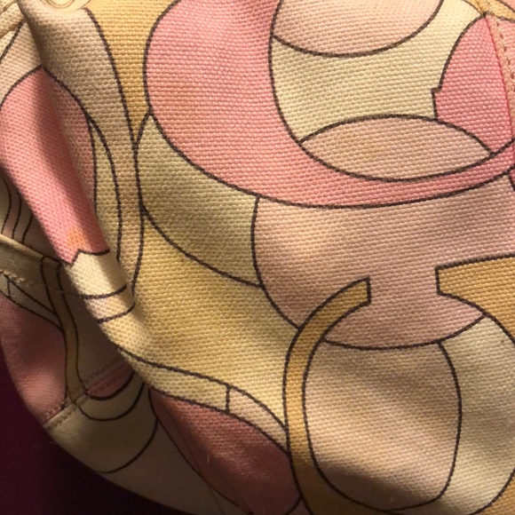 COACH Pastel Crescent Shape Purse w Leather Handle - Picture 7 of 8